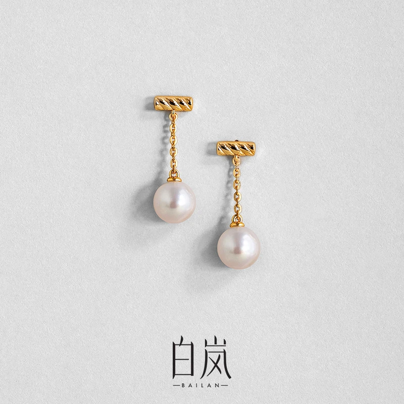 白岚一字珍珠耳坠女925银气质轻奢小众法式复古ED4533
