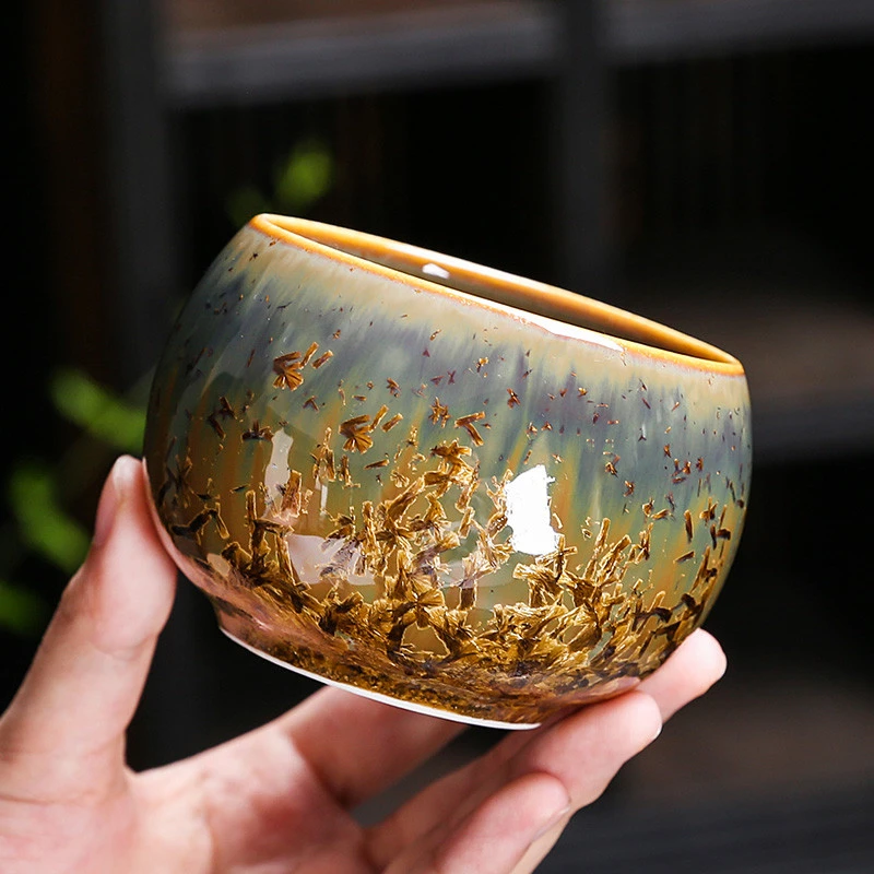 功夫主人杯单杯结晶釉陶瓷大号品茗杯高端茶盏喝茶个人专用茶杯男