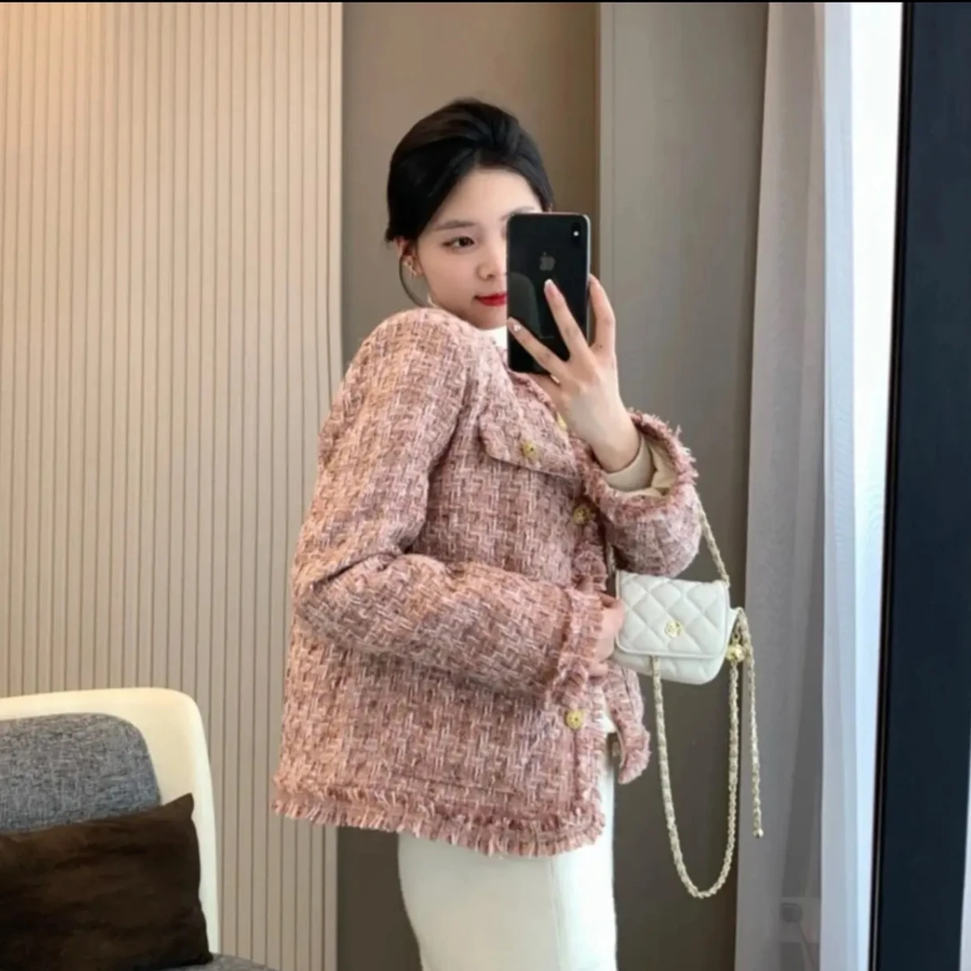 【10】粉色小香风短款外套高级感气质名媛粗花呢