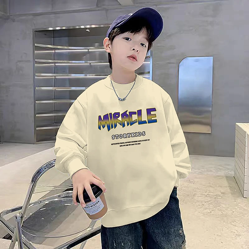 男童时髦保暖卫衣秋冬新款儿童休闲风加绒长袖秋季套头衫字母上衣