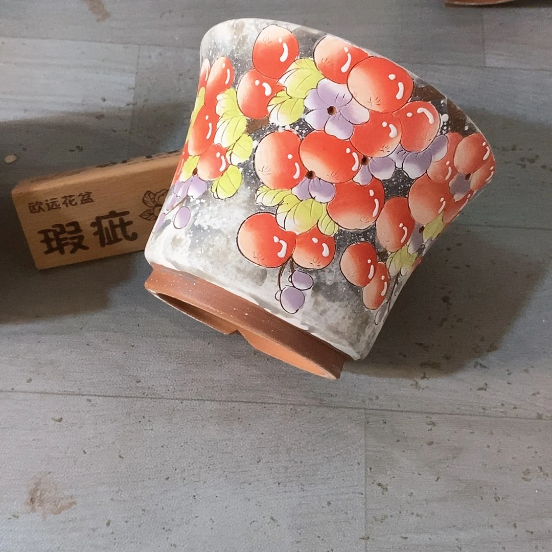 花盆紫砂红陶手绘花盆