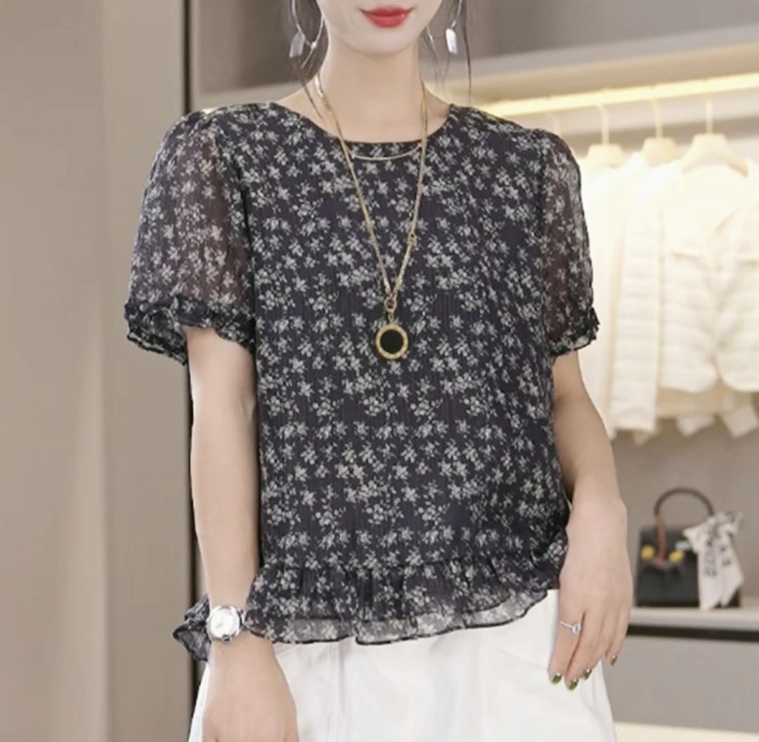 【碎花】夏季新款上衣时尚洋气减龄显瘦衬衫女9629