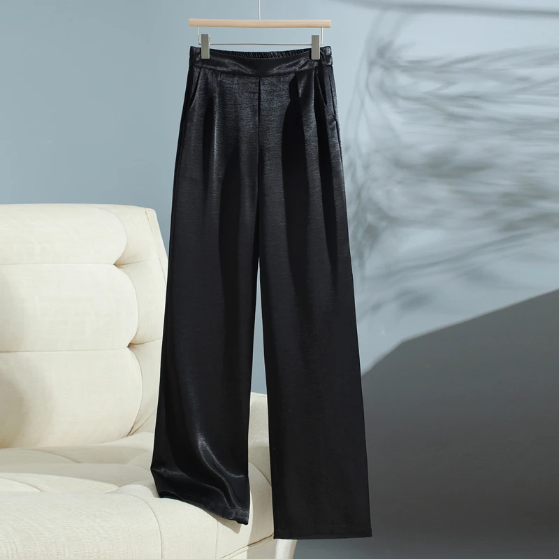 桑蚕丝直筒裤高腰休闲裤早八入秋裤子显瘦薄款女装长裤休闲