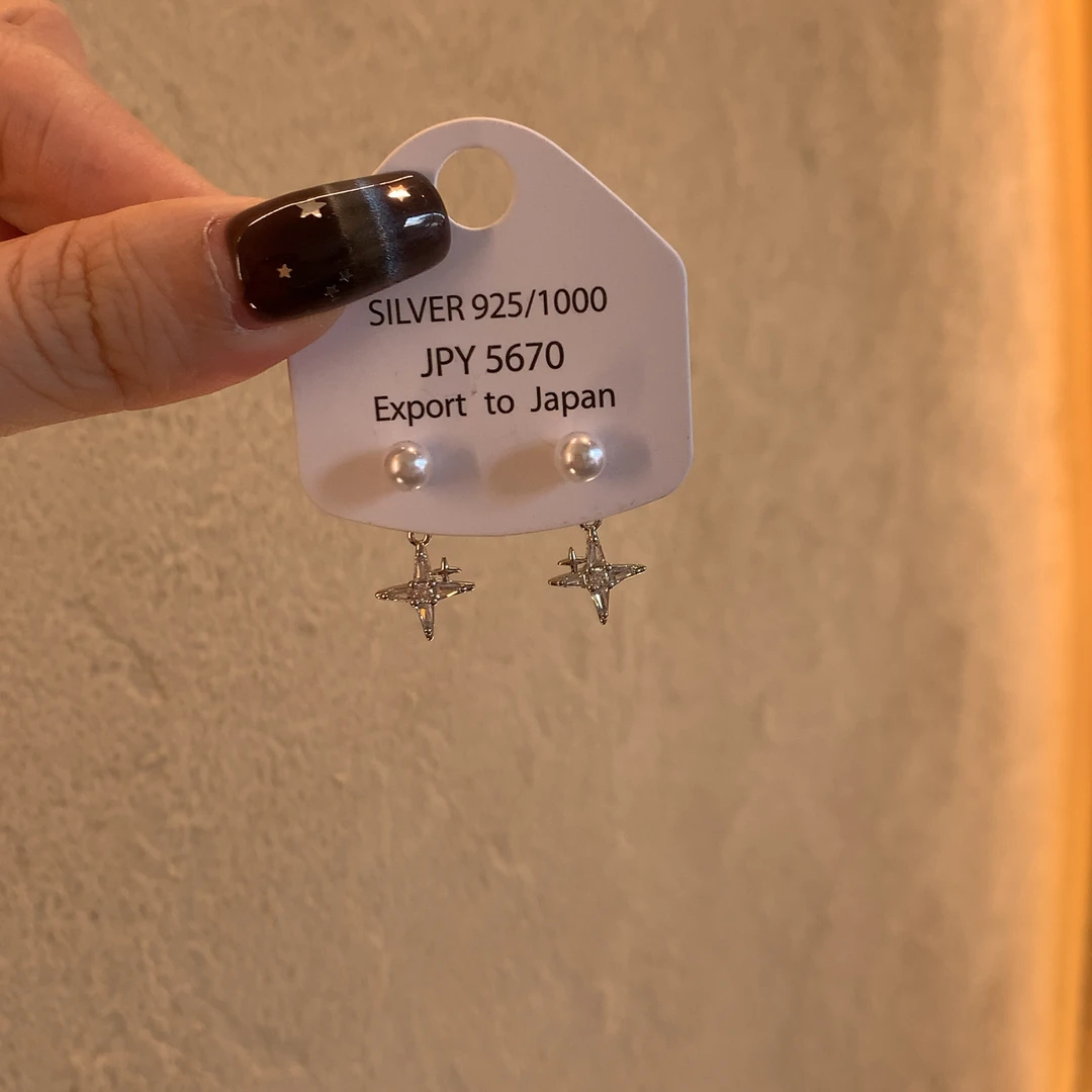 合金锆石耳饰 个性芒星锆石耳环简约一款两戴耳钉气质耳饰高级感