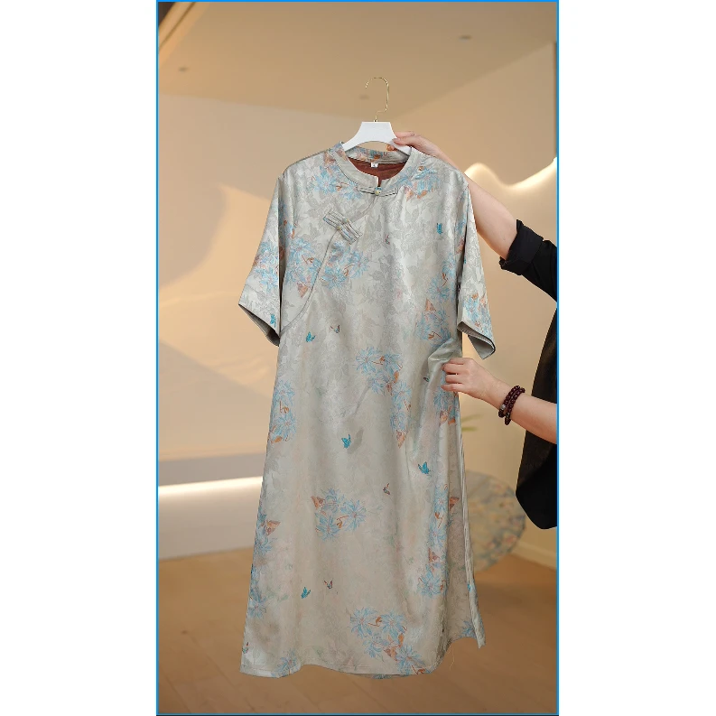 【桑榆暮景】改良版旗袍新中式国风复古宽松大码连衣裙