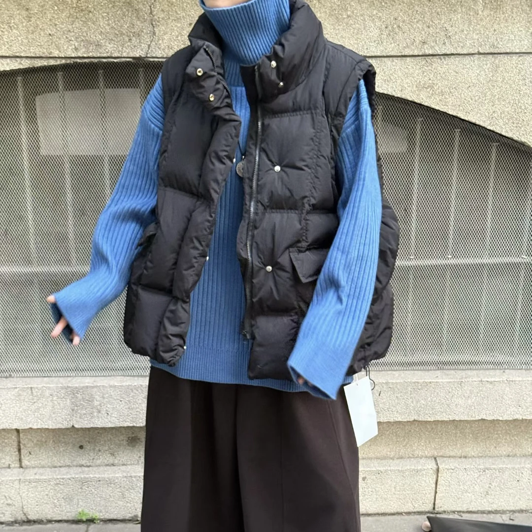 正版宽松休闲百搭连帽立领棉马甲
