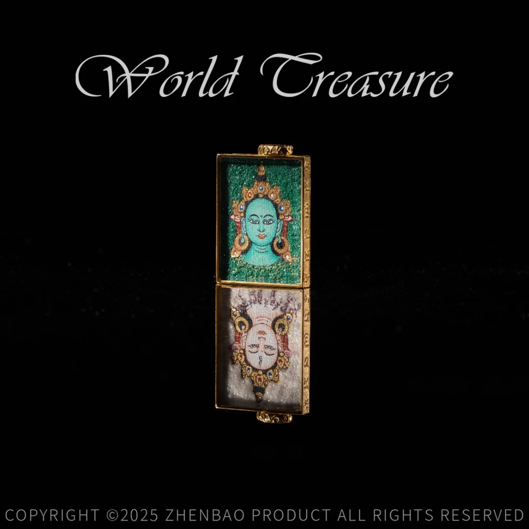 【世间臻宝】18K纯手工画师手绘度母唐卡吊坠/DQ243/多样性发一件