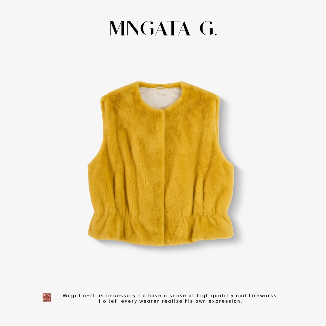 MNGATA G.宫小妍【曼奢·蜜蜡水貂】SAGA短二秋冬新中式马甲5081052