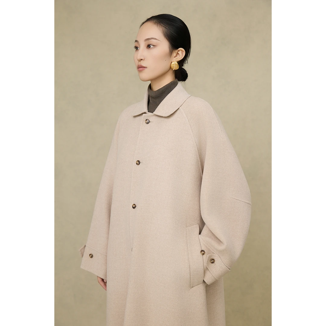 【CRANE】LP同款中长款单排扣双面毛呢大衣2025秋冬新款百搭休闲