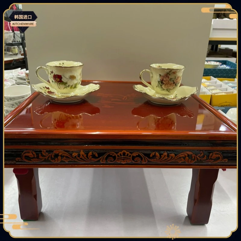 韩国原装进口家用折叠飘窗韩式桌子饭桌-圆形，方形，鸳鸯并蒂莲