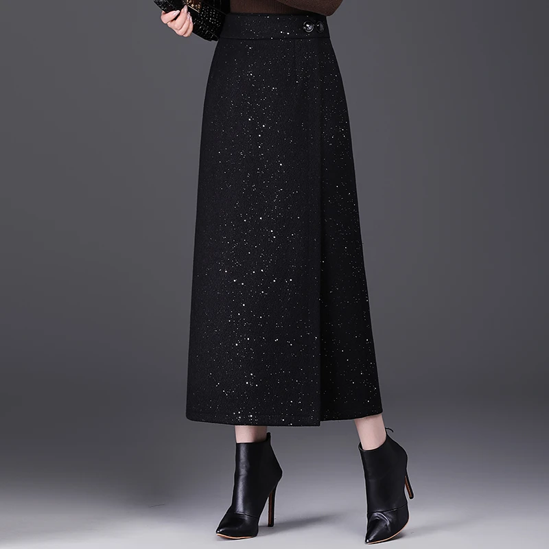 一片式半身裙女秋冬季2025新款高腰显瘦中长款气质直筒包臀裙