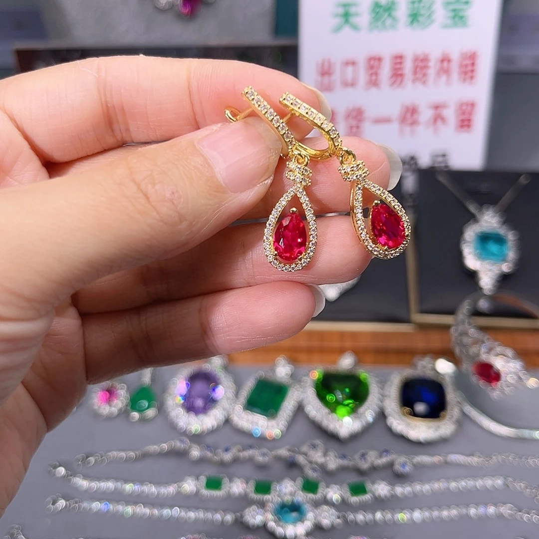 银S925镶嵌颈饰红宝石回