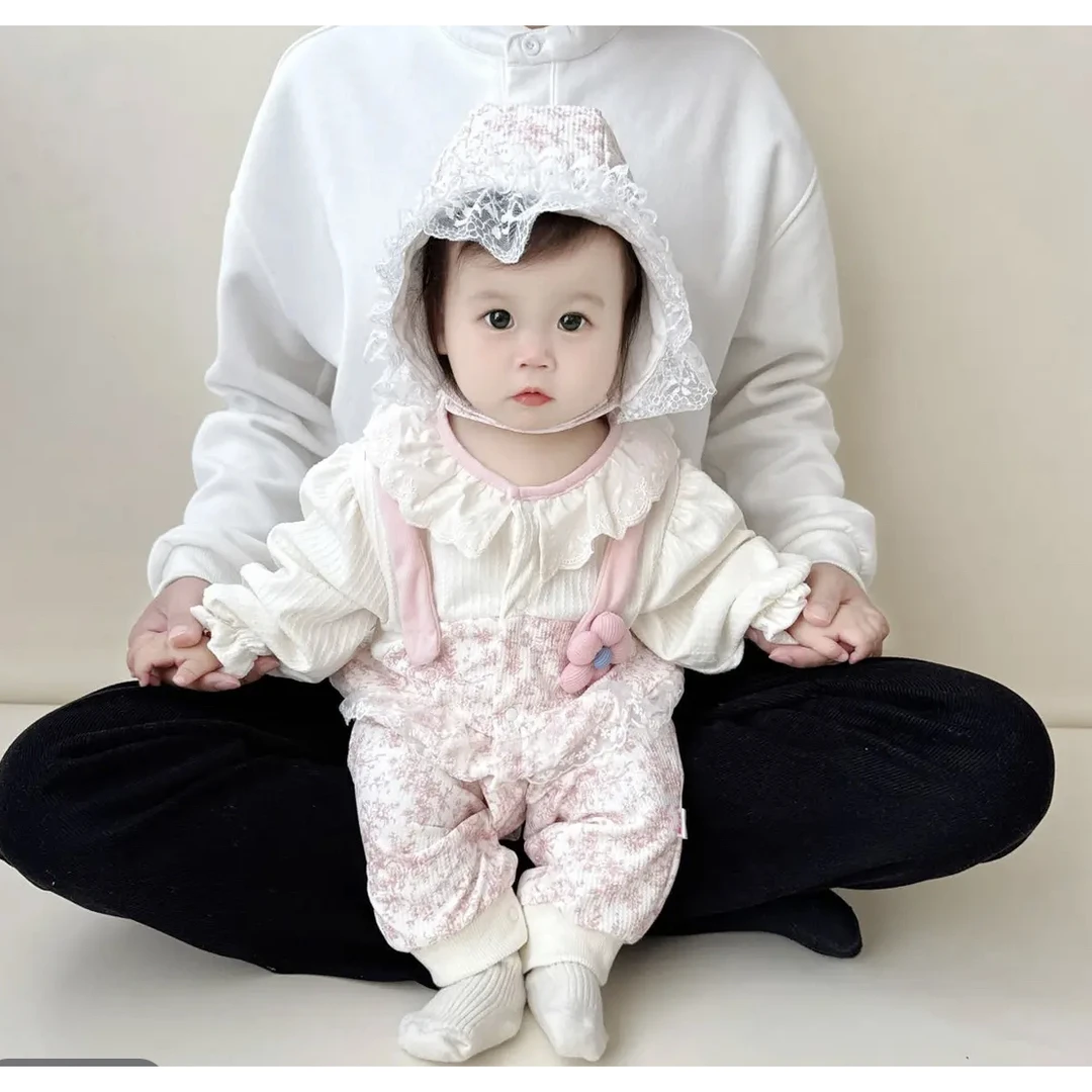 新款秋季假两件宝宝衣服洋气碎花长袖哈衣婴儿春秋超萌连体爬爬服