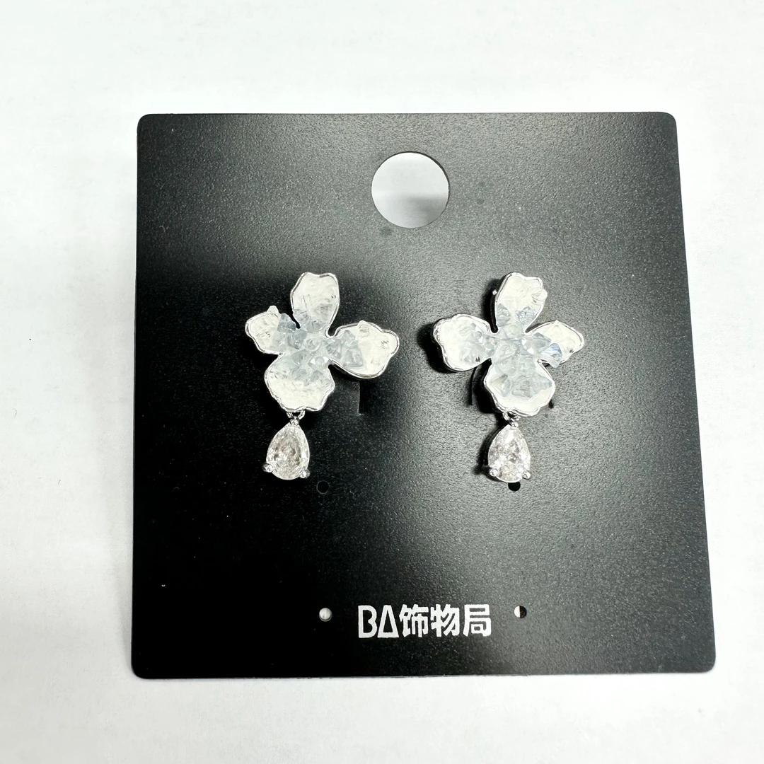 铜合金合成锆石耳饰 时尚潮流花花耳钉 1727