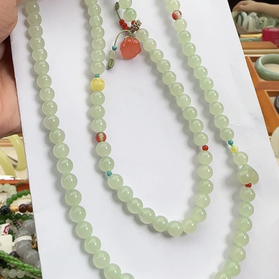 和田玉未镶嵌颈饰冰晴 多圈 百搭三合款6mm