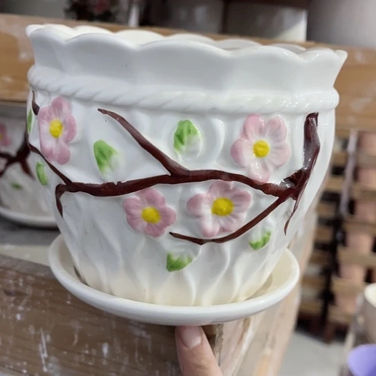 多肉绿植陶瓷花盆9.9包邮，有孔