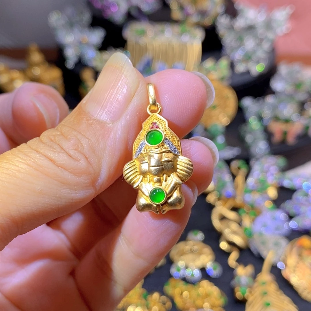 吊坠(不含链)银S925镶嵌翡翠
