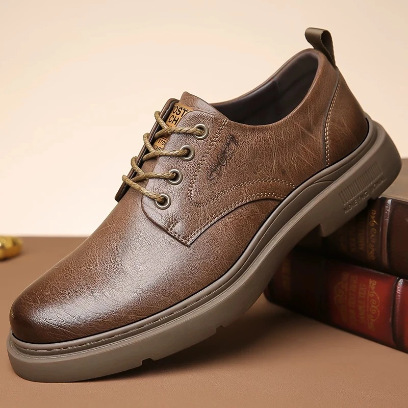 男鞋2025年新款夏季休闲运动英伦时尚潮流商务皮鞋低帮工装马丁靴