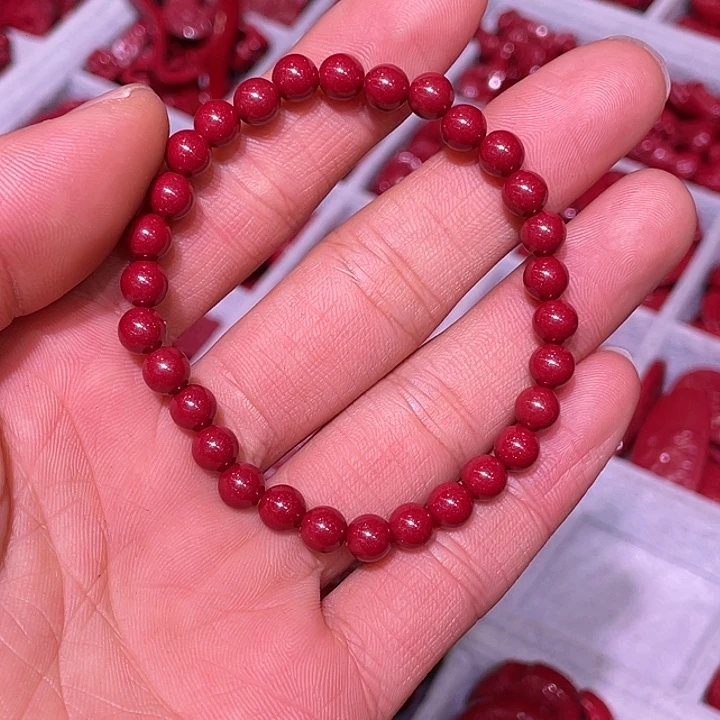 天然辰砂紫金砂6毫米手链