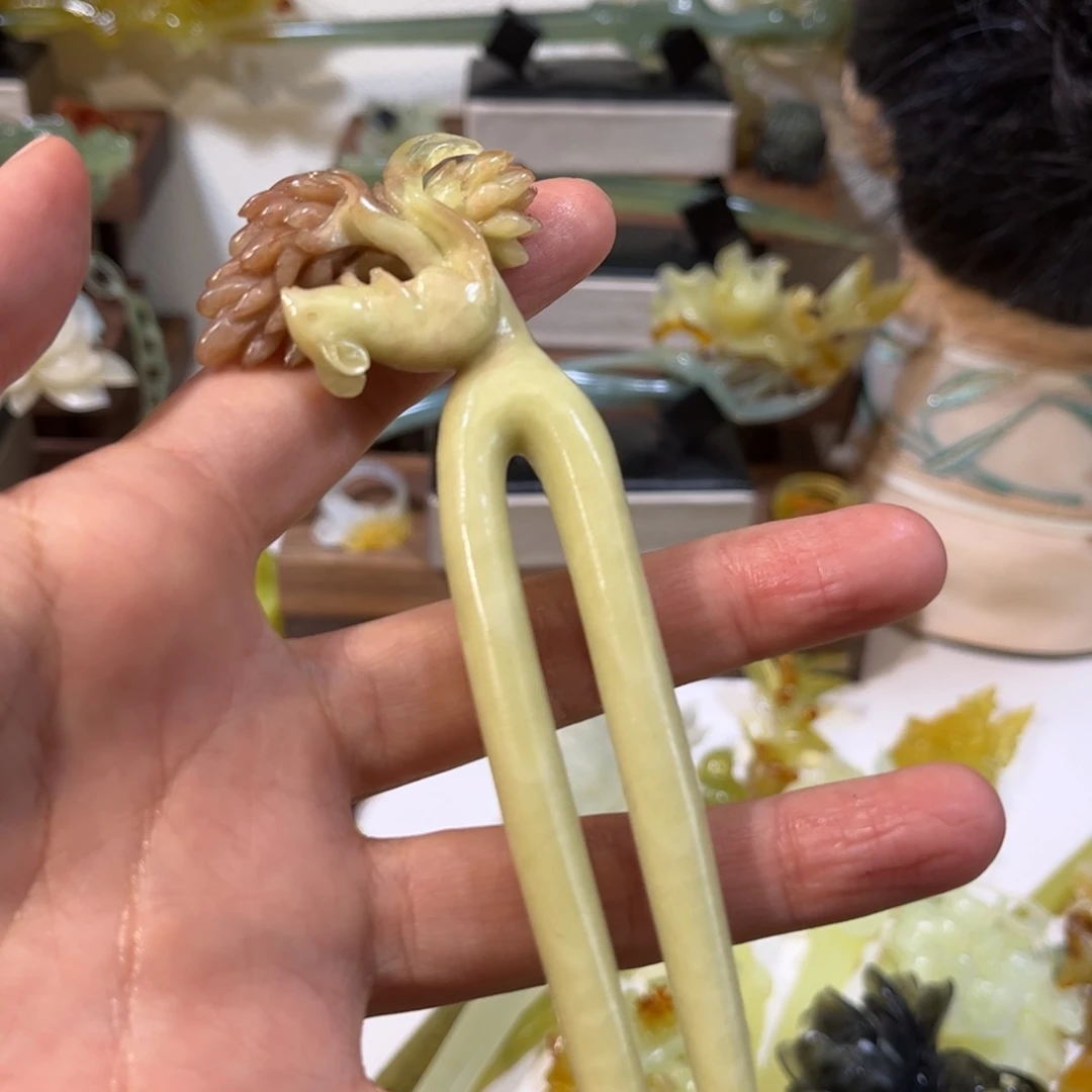 蛇纹石玉发簪合金