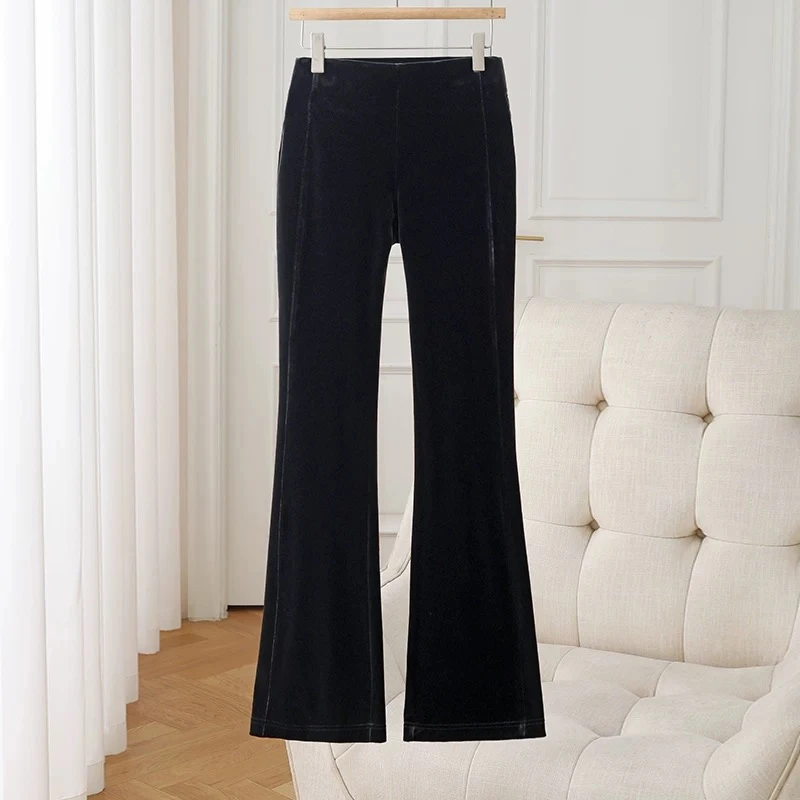 98333#女士南韩丝绒喇叭裤显瘦高腰直筒时尚休闲百搭春秋打底外穿
