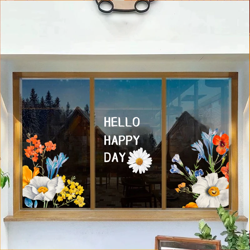 窗花玻璃贴2025新春春季气氛装扮定制静电墙贴商场店铺旺宅装饰