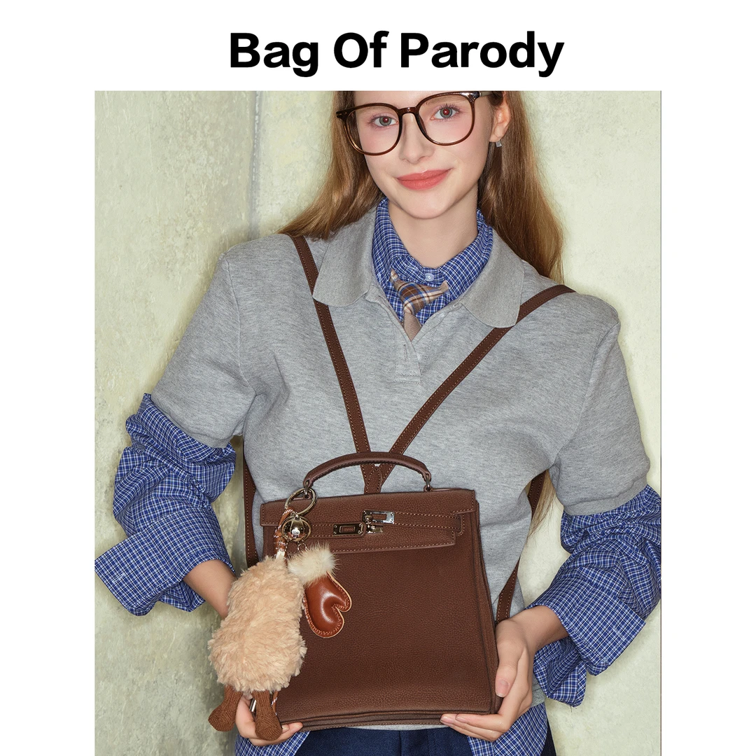 bag of parody包包女2025新款牛皮双肩包单肩手提