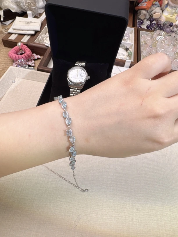 钛钢合成锆石手链 手链010