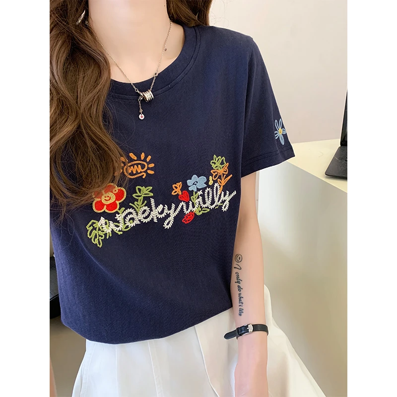 文艺风欧货复古短袖纯色T恤女夏季2025年新款镂空设计感小众上衣