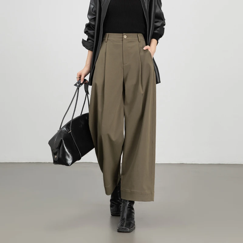 瘦腿遮小腹九分显瘦阔腿裤2025秋季新款复古宽松直筒显瘦休闲裤