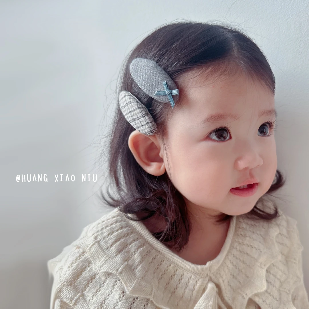 黄小妞秋冬格子发夹女童发饰宝宝布艺发卡头饰英伦百搭风掰掰夹
