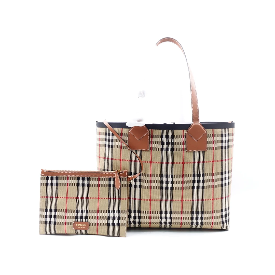 99新 BURBERRY/博柏利 格纹手提托特包T10190679