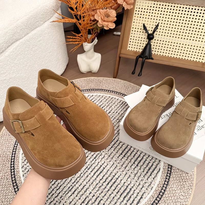 厚底内增高勃肯鞋春秋季2025新款复古软底软面防滑一脚蹬懒人单鞋