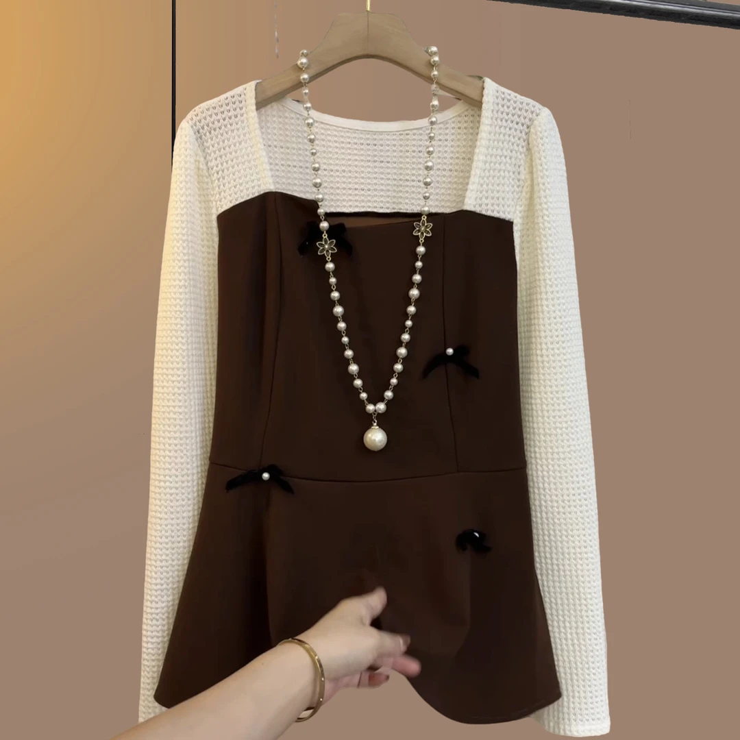 早秋季大码女装胖妹妹气质遮肉显瘦宽松时尚减龄百搭上衣咖色大衫