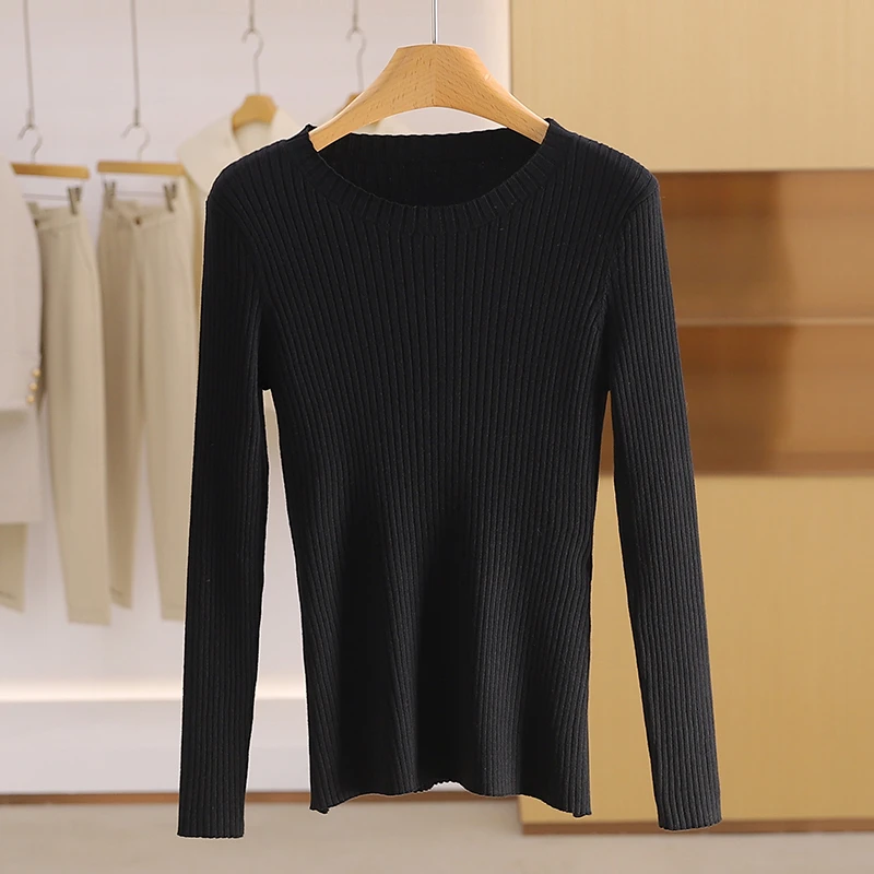 【伍莎-自营】简约纯色修身圆领毛衣#ZXA48M010