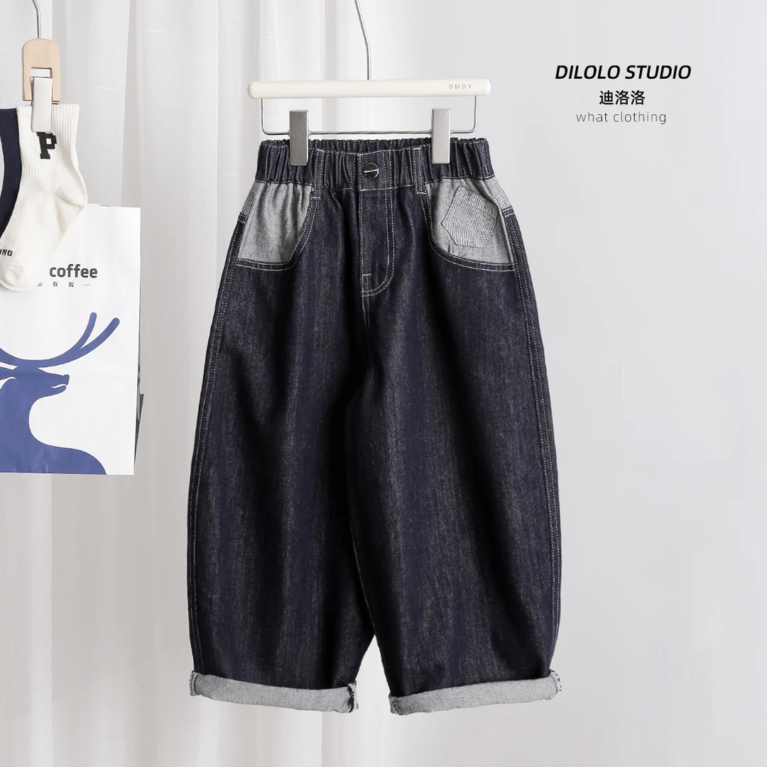 男童【原色牛仔裤】2025春季新款儿童阔腿裤宽松版长裤子