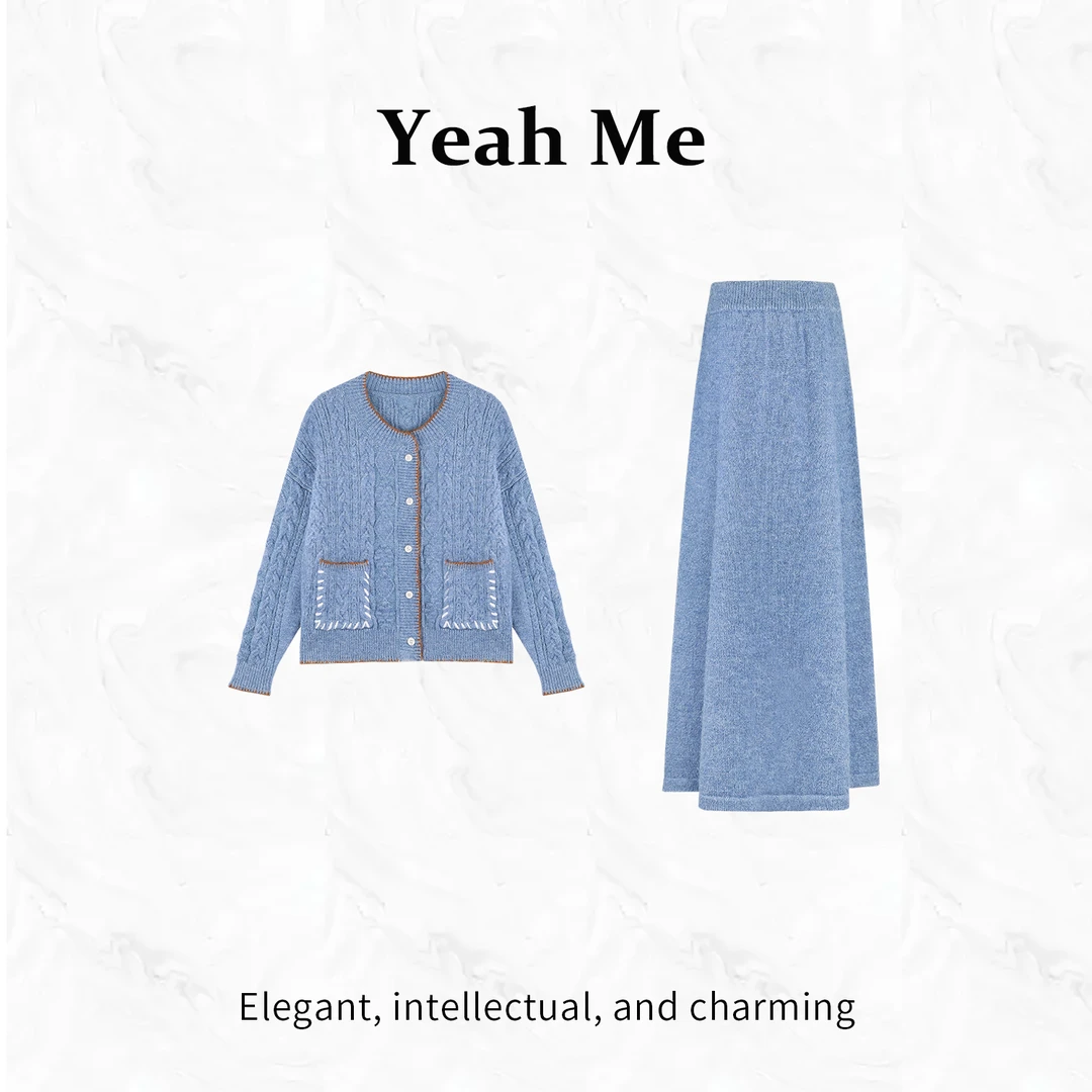 Yeah Me/也觅【沐屿歌谣】冬季新款温柔气质毛衣性感百搭半身裙套装