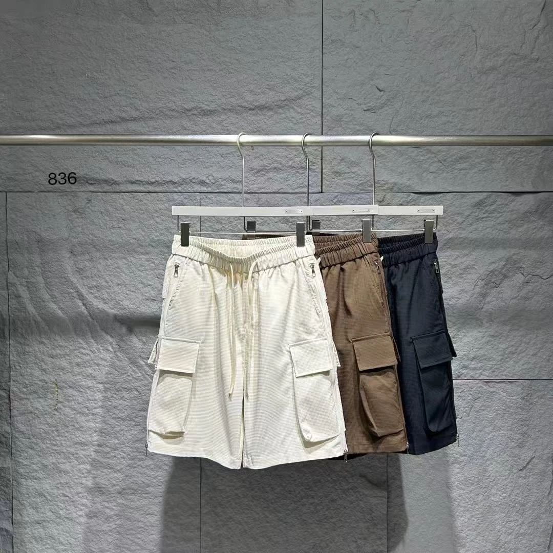 夏季纹理感立体工装短裤潮感时尚百搭舒适透气纯色系五分裤Z-836