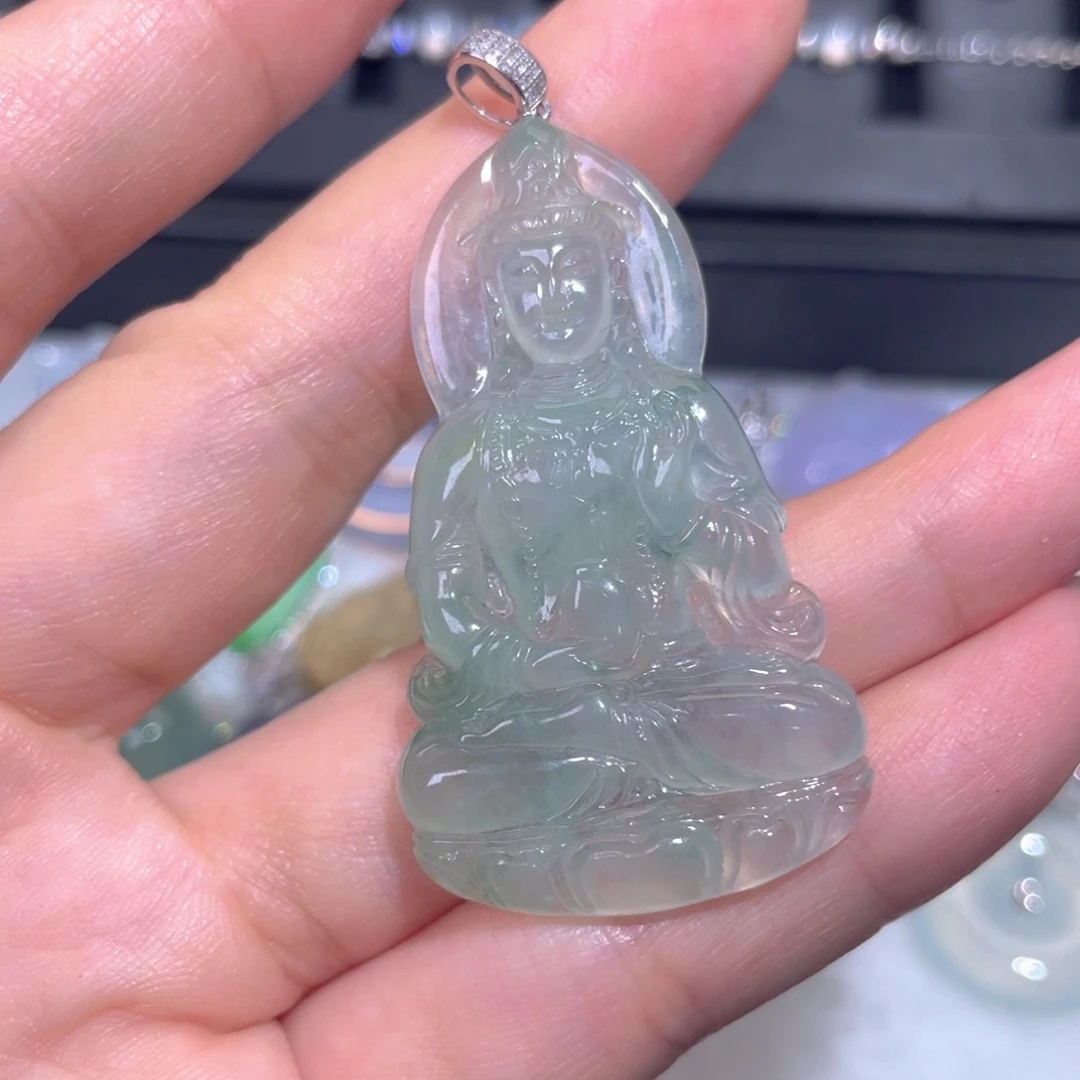 颈饰18K金镶嵌翡翠翡翠