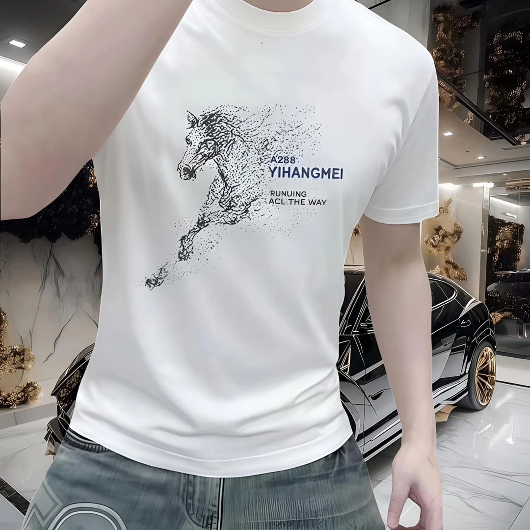 【官方正品】潮流轻奢夏季印花高品质时尚圆领半袖圆领短袖纯棉T恤