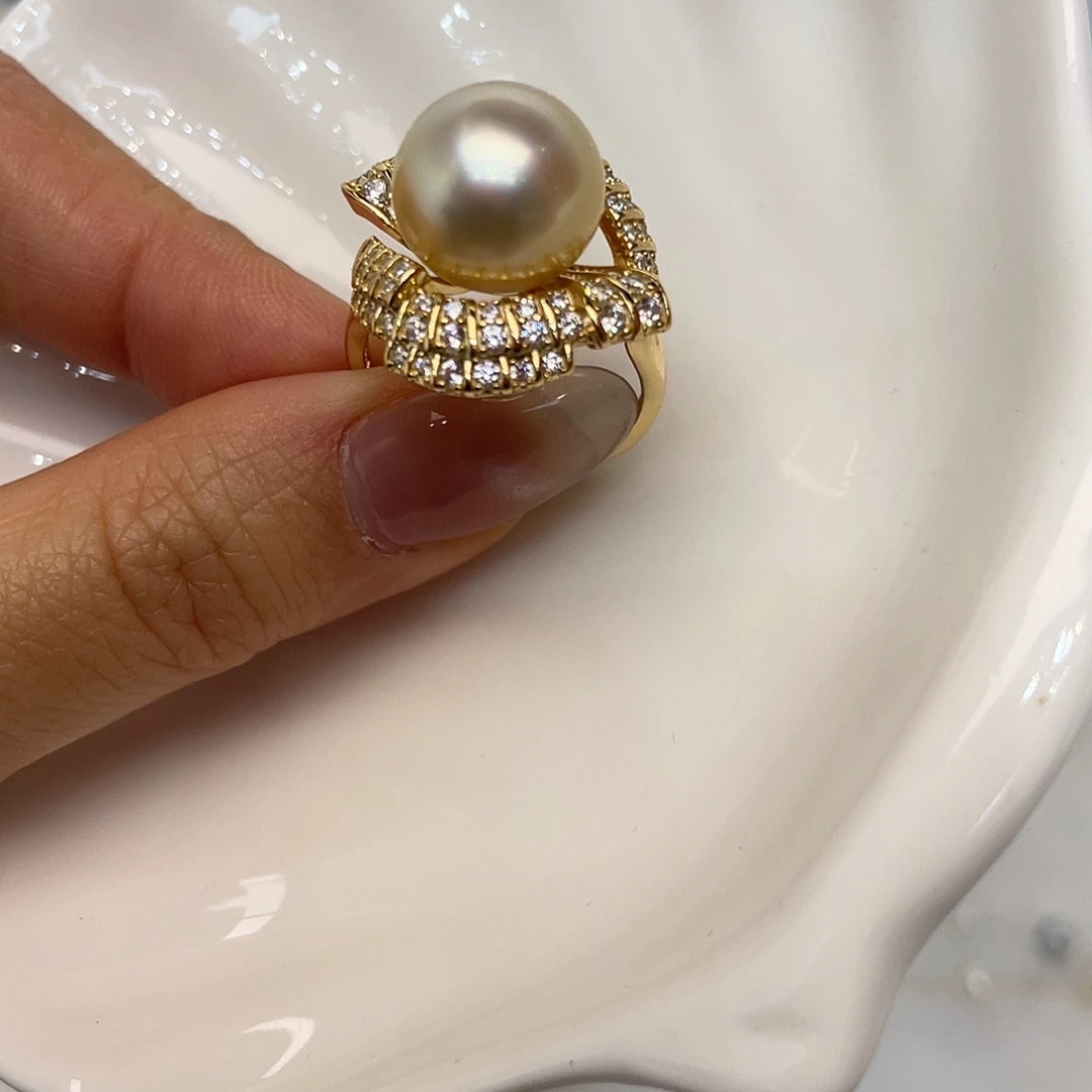 海水珍珠戒指银S925镶嵌