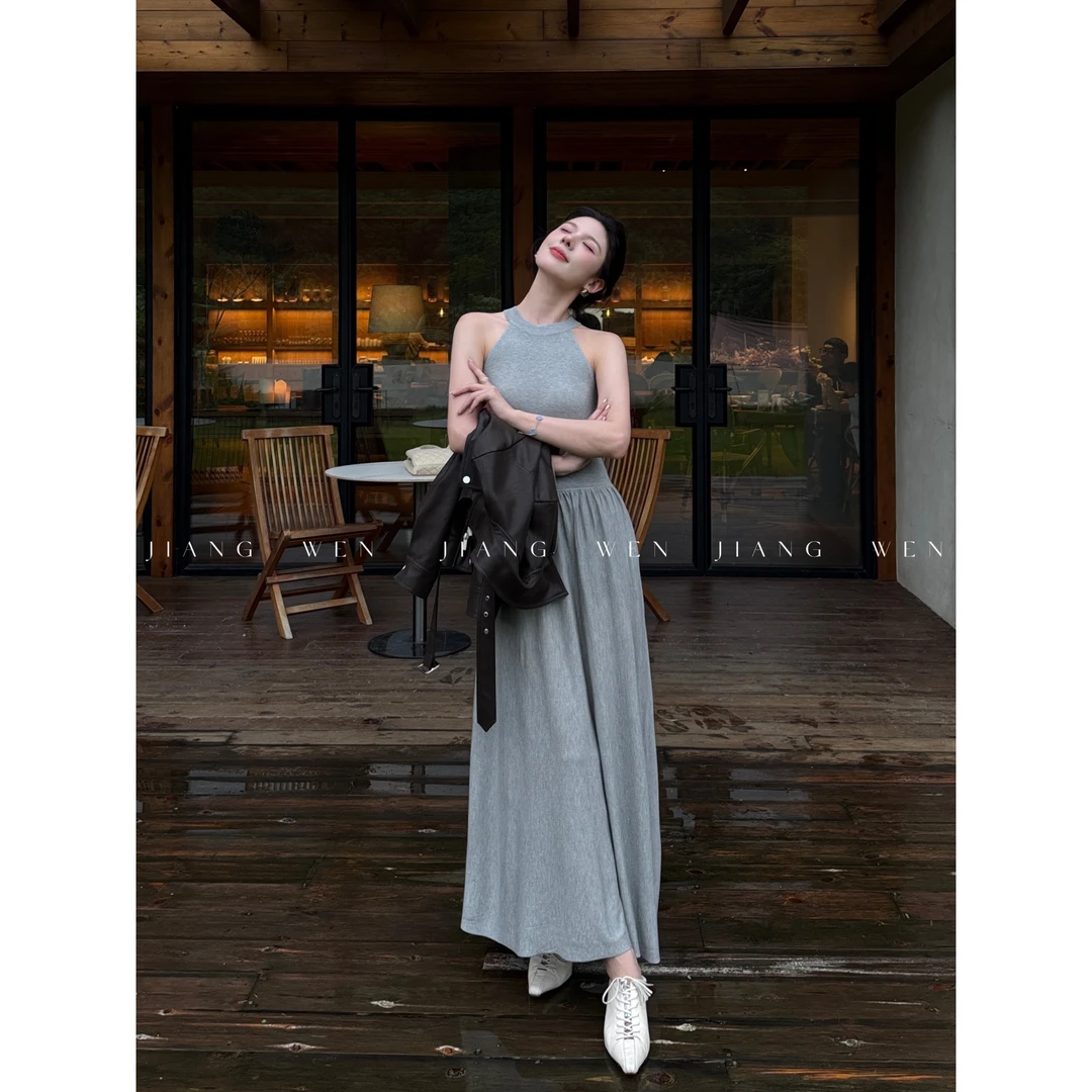 【慵懒荡荡裙】吊带挂脖针织连衣裙女秋季内搭背心长裙裙子