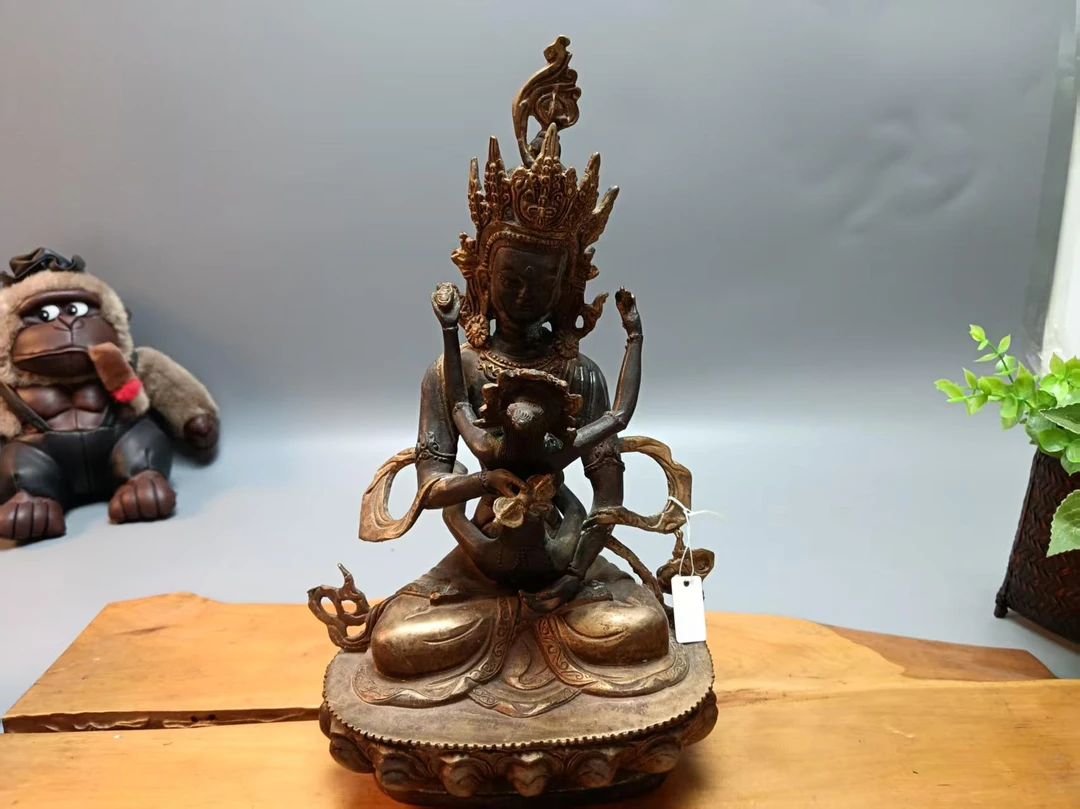 蜜安瓷铜制欢喜佛摆件