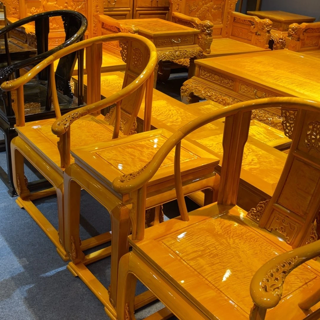 时***然成套家具乌木类皇宫椅三件套