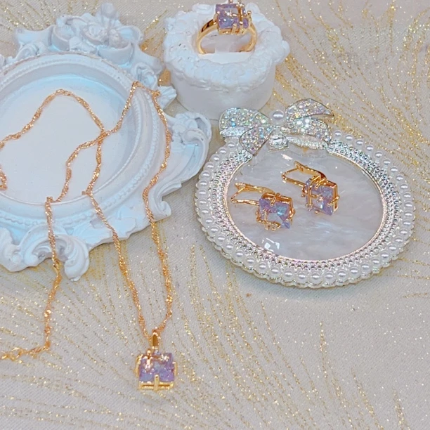 铜合金亚克力耳饰 欧美风日韩情侣玫瑰金女耳环可轻奢百搭素款