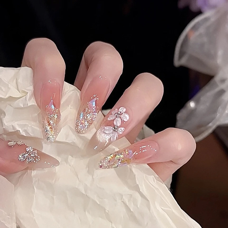 【莫奈花园】纯手工定制穿戴甲中长款2025年新款美甲四季流行10片装