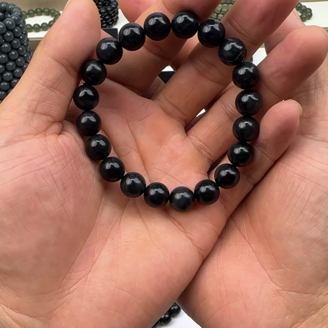 和田玉（墨玉）未镶嵌挂件墨玉圆形95墨10