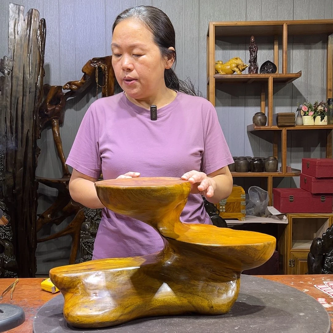 金丝楠修**心树根博古架