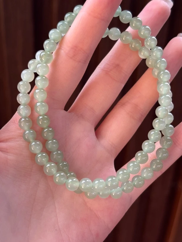 0517012WM和田玉青海料项链规格：约6mm多样性发其一