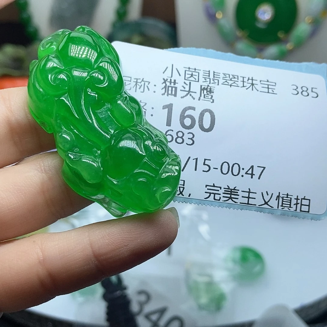 翡翠吊坠(赠链)未镶嵌猫*鹰